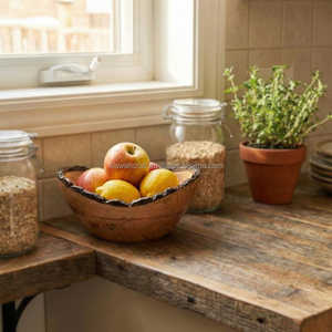 Juego de 2 Tazones de Madera Rústica Hechos a Mano con Diseño Irregular y Bordes de Corteza Natural, Tazón de Lujo con Diseño de Corteza en el Borde, Cocina Minimalista - Product Image 4