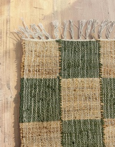 Handmade <b>Thin</b> Jute Checkered <b>Rug</b> Natural Flat Weave Eco-Friendly Area <b>Rug</b> Rustic Farmhouse Living Room Carpet - Product Image 6