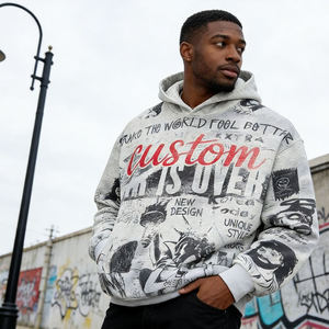 Sudadera con Capucha para Hombre, Estilo Urbano, Premium, OEM, Diseño Personalizado, Blanca, de Alta Calidad, Estilo Vintage, Desgastada, Corte Cuadrado, 400 GSM, Gruesa - Product Image 3