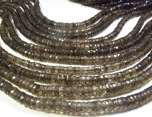 Cuentas Facetadas de Cuarzo Ahumado de Alta Calidad, Forma Heishi, Color Marrón Natural, 6mm, 16 Pulgadas, Cuentas de Rueda Ahumadas - Product Image 6