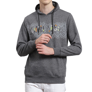 Sudadera con Capucha Gris para Hombre con Estampado Geométrico, Informal, Transpirable, de Punto, Corte Regular, para Otoño - Product Image 1