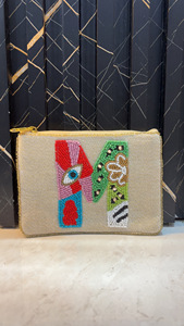 Pochette compacte pour femme en tissu perlé léger et durable, avec applique en relief, fermeture éclair, pour le quotidien et les voyages - Product Image 4