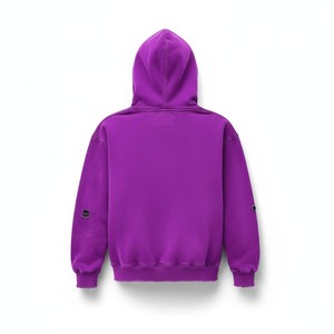 Digital Print Logo Fleece <b>Cropped</b> Boxy <b>Hoodie</b> Blank Full <b>Zip</b> <b>up</b> Vintage Acid Wash Distressed Hoodies For Men Purple Hooded Print - Product Image 3