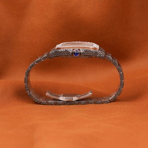 Luxury VVS Moissanite Diamond <b>Watch</b> Silver Fully Iced Out Round Case Date Calendar Window <b>Arabic</b> Dial Baguette Bezel <b>Watch</b> - Product Image 4
