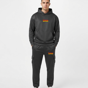 Heavyweight 420g Cotton <b>Polyester</b> Solid Tracksuit Mens Oversized Hoodie Sweatpants Set Low Cost Custom Blank Street Wear <b>Jogger</b> - Product Image 4