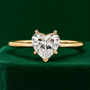 Anillo de Compromiso de Diamantes Solitarios con Corte Corazón Vintage de Lujo, Plata, Certificado IGI, Anillo de Promesa Nupcial Clásico, Joyería Fina - Product Image 1