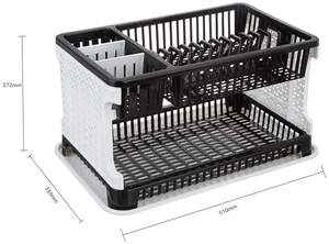 Égouttoir à vaisselle en plastique, grand panier de drainage, support de séchage de cuisine, égouttoir rectangulaire noir 51 cm*33 cm*27,2 cm - Product Image 3