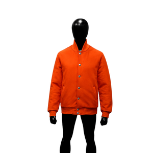 Chaqueta Varsity Satinada Naranja Brillante Premium, Chaqueta Bomber de Béisbol Personalizada, Lisa, para Hombre, Mujer, Unisex, Moda Urbana, Ropa Exterior - Product Image 1