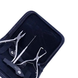 Best Selling Hot Hair Extensions Tools Kit with Professional Pliers <b>Beading</b> Jar Loop <b>Needle</b> Pulling Hook Silicone Lined Micro - Product Image 5