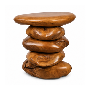 ARTERRA Premium Handmade Eco-Friendly Teak Wooden Stacked Pebble Side <b>Table</b> Nightstand Accent <b>Stool</b> for Modern Hotel Decoration - Product Image 1