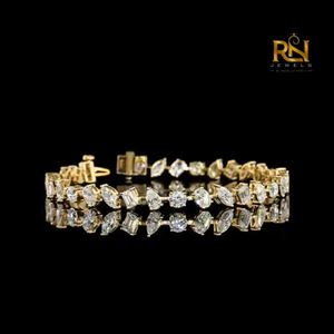 Five Shape Lab Grown Diamond Tennis Bracelet Multi Shape Eternity Link Bracelet 9K 14K 18K <b>Solid</b> <b>Gold</b> Fine Jewelry - Product Image 3