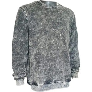 High Quality Heavyweight <b>Fleece</b> Cotton Oversize Sweatshirt Custom <b>Men</b> Wear <b>Grey</b> Stone Acid Wash Hoodies - Product Image 3