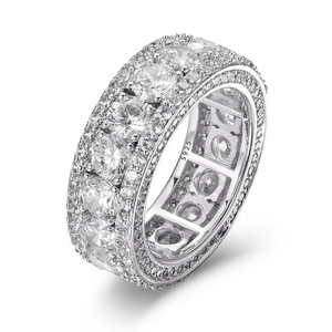 18k Lab Grown Diamond IGI Certified Customizable Multi Row Iced Hip Hop Bling Luxury Eternity Band <b>Ring</b> for <b>Men</b> - Product Image 2