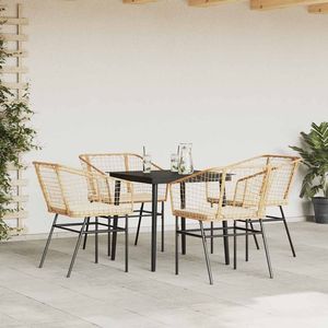Ensemble de salle à manger de jardin marron, noir et blanc crème - Product Image 3