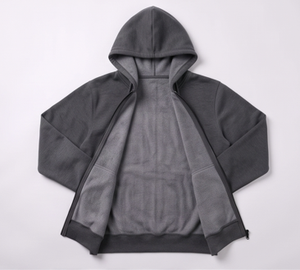 Sweat-shirt à capuche zippé pour homme en molleton de coton et polyester, manches longues, avec poignets côtelés et poches avant - Product Image 4