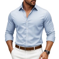 Kemeja Formal Pria Kustom Bahan Twill 100% Katun, Bernapas, Cepat Kering, Ramah Lingkungan, Kancing Tanduk, Lengan Panjang, Slim Fit
