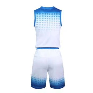 Ensemble de maillot de volley-ball sublimé pour hommes, dégradé bleu, débardeur sans manches et short, vêtements de sport anti-transpiration, uniformes de basketball - Product Image 3