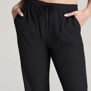 Women's Black Fleece Knitted Drawstring Ankle-Length Pants High Waist Elastic Waist Casual Solid Color Breathable Pants - Product Image 3