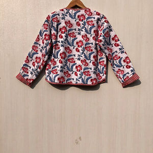 Veste matelassée en coton à manches longues, style bohème, imprimé floral, réversible, faite à la main, avec boutons, pour l'hiver - Product Image 5