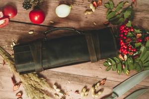 Sac à couteaux de chef portable classique en cuir véritable de haute qualité, pochette de rangement multi-outils professionnelle LKR-0211 - Product Image 2