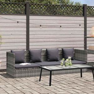 Divano da Giardino con Braccioli Regolabili in Rattan PE Grigio 200x60 cm con Braccioli - Product Image 1