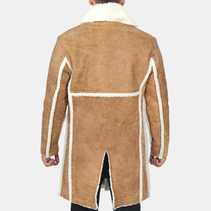 Wholesale <b>Vintage</b> Fur Leather <b>Trench</b> <b>Coat</b> Premium Men's Winter Long Customizable Horn Button Closure - Product Image 4