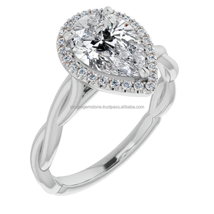 แหวนหมั้นเงิน925เม็ดลูกแพร์ตัดเพชรที่โตขึ้นได้รับการรับรอง IGI สี F ของขวัญแต่งงานชุบทอง VS1ใส4X6 - Product Image 2