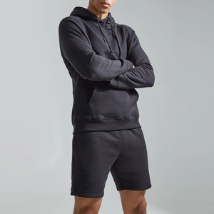 Ensemble sweat à capuche et short en molleton tricoté éco-responsable pour homme, style streetwear avec blocs de couleur, idéal pour l'hiver - Product Image 5