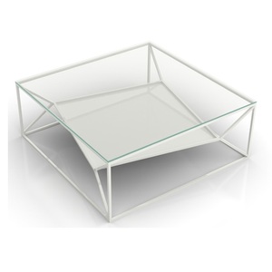 Mesa de Centro Rústica de Metal con Tapa de Vidrio, Mueble Decorativo Resistente para Interiores de Casas de Campo e Industriales - Product Image 1