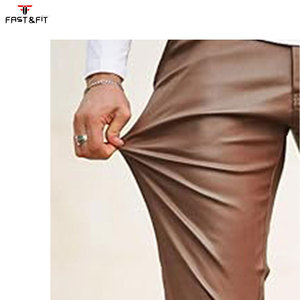 กางเกงหนังทรงขาบานสไตล์ลำลองสำหรับผู้ชายแฟชั่นสตรีทแวร์สีพื้นกันน้ำระบายอากาศได้ดีเป็นมิตรกับสิ่งแวดล้อม - Product Image 6