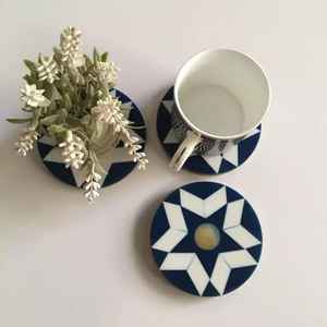 Posavasos Personalizados de Bambú y Resina Epoxi Cuadrados o Redondos para Bebidas, Cerveza, Té, Café, con Soporte, Decoración de Mesa, Posavasos Únicos - Product Image 1