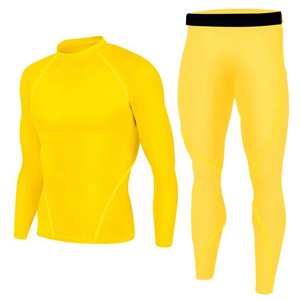 Durable <b>Men's</b> 2-Piece High Waist Solid <b>Compression</b> Set with Moisture Control <b>for</b> Gym Workout & Outdoor Sports - Product Image 1