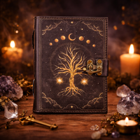 Carnet de notes en cuir vintage à couverture rigide avec impression UV motif celtique Arbre de Vie, avec fermoir, papier coton à bords festonnés, idéal comme cadeau