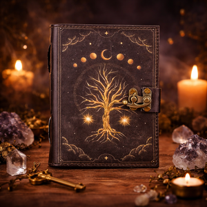 Diseño celta Árbol de la vida estampado cubierta de cuero Vintage Sketchbook diario con papel antiguo hecho a mano algodón Deckle Edge papel - Product Image 1