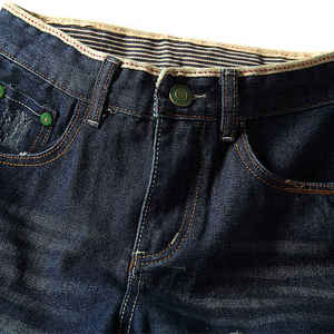 Low MOQ Men's Mid Waist Baggy Denim Shorts Casual Wear 100% Cotton Breathable Embroidered Summer - Product Image 2