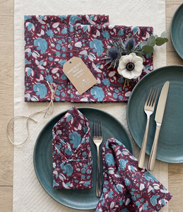 Serviette de table carrée en coton faite à la main, imprimé floral, style rustique, pour la décoration de la maison et des repas, écologique, vente en gros - Product Image 5