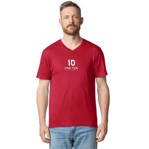 Camiseta de Cuello en V para Hombre, Color Rojo Cereza, Ligera, Suave, Transpirable, Manga Corta, Informal, Básica, Mezcla de Algodón, para Uso Diario - Product Image 2