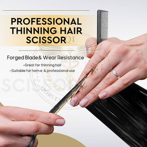 Juego Profesional de 10 Tijeras para Corte de Cabello, Tijeras de Entresacar de 6.5 Pulgadas, Tijeras Rectas para Hombres, Mujeres y Salón, 30 Dientes, Negro y Dorado - Product Image 3