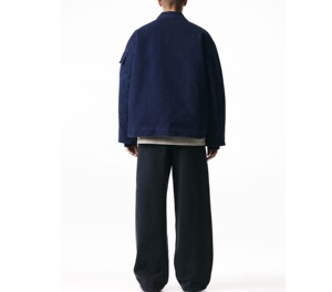 Veste en jean Offre Spéciale extérieure décontractée 100% coton col rabattu sur la taille veste de travail à glissière vêtements de rue coupe ample veste en jean - Product Image 6