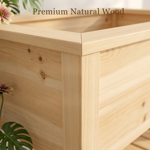 Bac à plantes surélevé avec pieds robustes, en bois de pin naturel haut de gamme, revêtement vinyle, écologique, style jardinière surélevée - Product Image 2