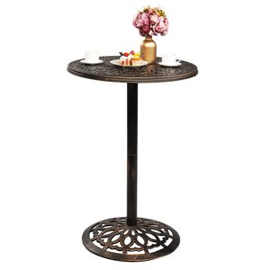 Tavolo da Cocktail Rotondo di Lusso in Marmo per Patio, Altezza Bar, Finitura Bronzo Antico per Club, Eventi, Feste, Casa, Ristoranti, Matrimoni, Hotel - Product Image 2