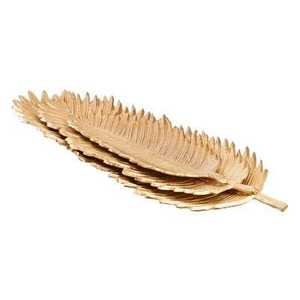 Leaf Shaped Gold Metal <b>Decorative</b> Tray With Pink Flower Modern Design Handmade Serving <b>Plate</b> For Party Use - Product Image 4