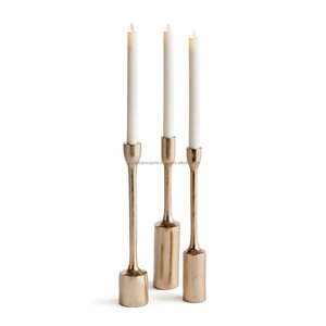 Wholesale Cast Aluminum Elongated Candle Holder Stand • Luxury Minimalist <b>Table</b> Sculpture Trio - Product Image 1
