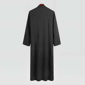 Vestido Árabe, Ropa Islámica para Hombre, Poliéster Transpirable, Ligero, Casual, Holgado, Manga Larga, Cuello en V, Largo hasta el Suelo, para Playa - Product Image 3