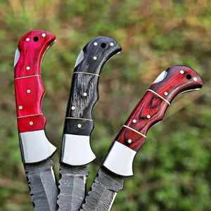 Cuchillo de Camping Plegable Personalizado de Damasco, Grabado, Estilo Único Industrial, Regalo Personalizado, Producto de Palace LLC, Precio Económico - Product Image 3