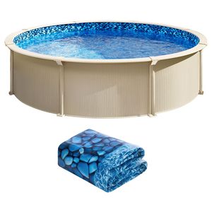 "25m Uinbead Style Durable <b>Vinyl</b> Pool Liner 1.5mm Thick Standard Gauge 52in <b>Wall</b> Height Replacement Liner" - Product Image 1
