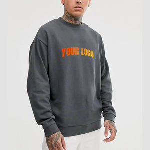 Sweat-shirt de sport en coton French Terry pour homme, coupe ample, col rond, couleur unie, streetwear, logo personnalisé - Product Image 5