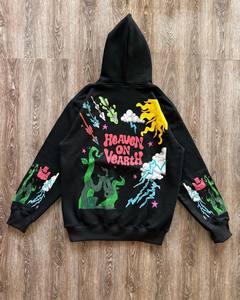 High Quality OEM Black Puff Print Hoodie Vintage Cotton Fleece Custom Logo 100% French Terry Blank Anti-Shrink Weaving - Product Image 1