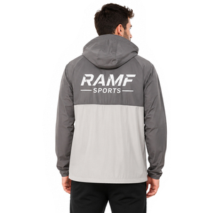 เสื้อแจ็คเก็ตผู้ชาย RAMF SPORTS แบบกันลม สีสันตัดกัน พร้อมฮู้ดถอดได้ ปิดด้วยซิป เหมาะสำหรับใส่ลำลองในฤดูใบไม้ร่วง - Product Image 2