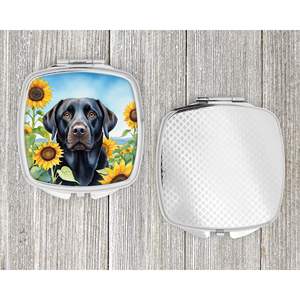 Espejo de maquillaje de mano plegable compacto Labrador Retriever y girasoles espejo de viaje decorativo regalo para mujeres y niñas - Product Image 4